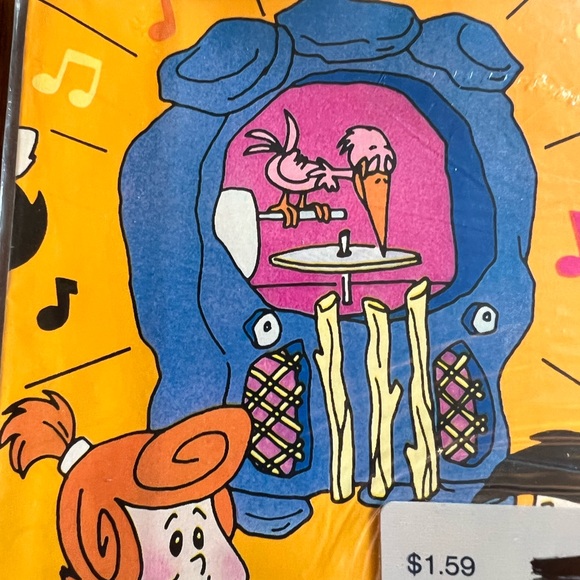 The Flintstones Baby Gift Wrap Vintage Wrapping Paper Jukebox 1988 Hanna Barbera - Picture 6 of 7